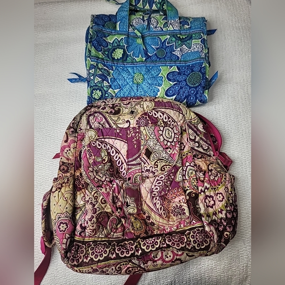 Vera Bradley Lot Of 2 Colorful Paisley and Floral Women's Backpack